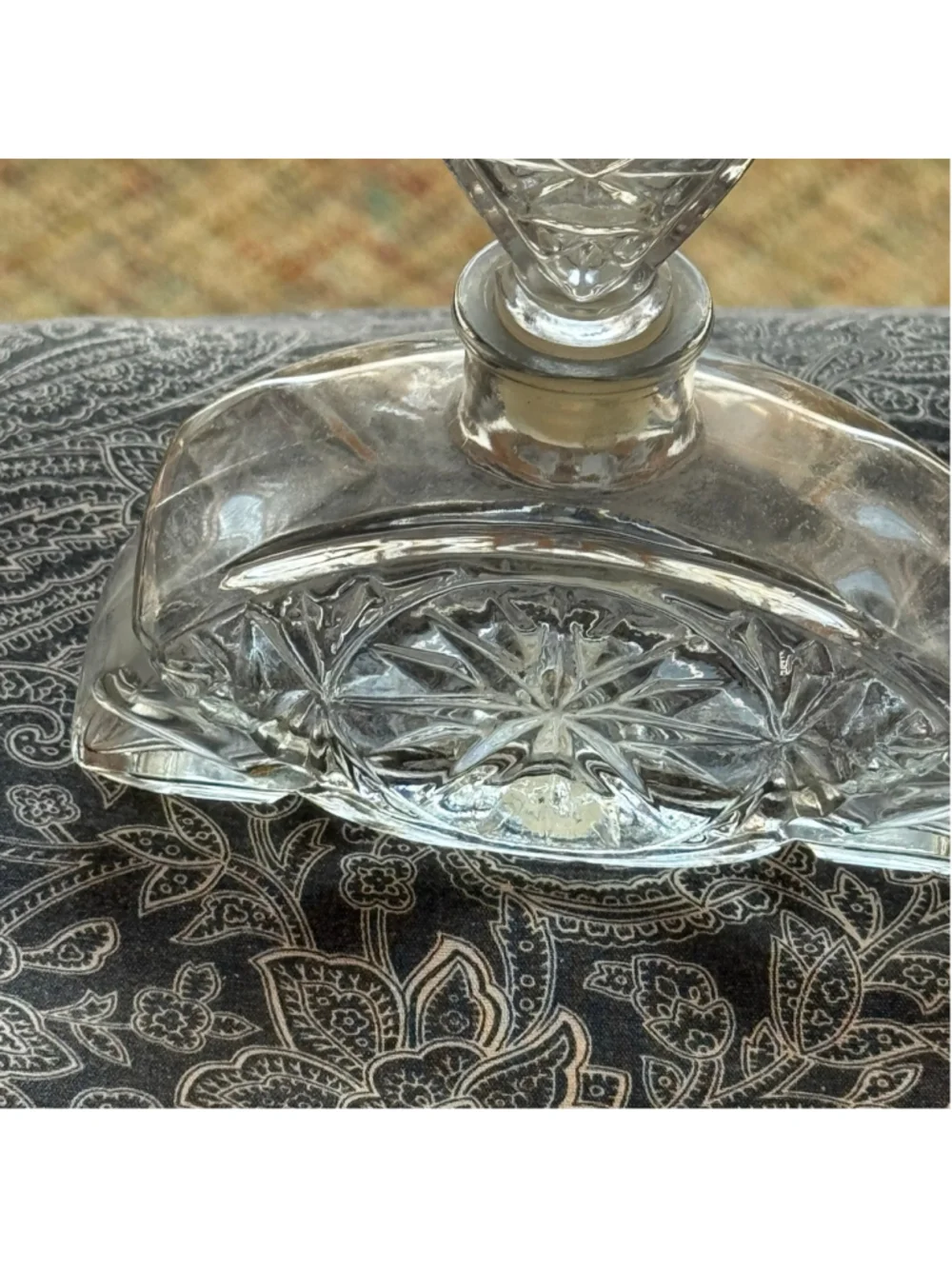 Vintage Avon Moonwind Cologne Butterfly Cut Glass Decanter Bottle 4 oz